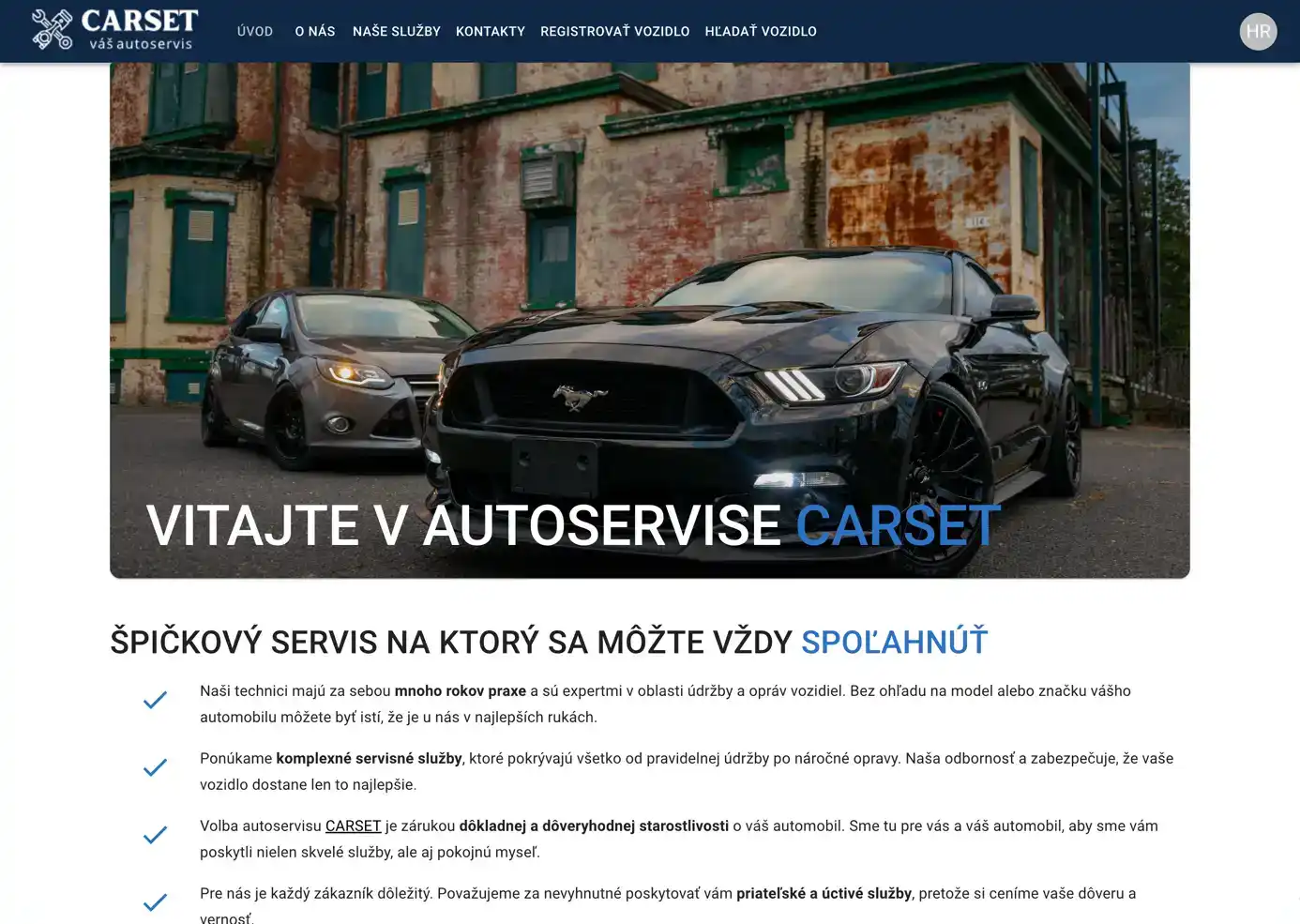Webová aplikácia CARSET